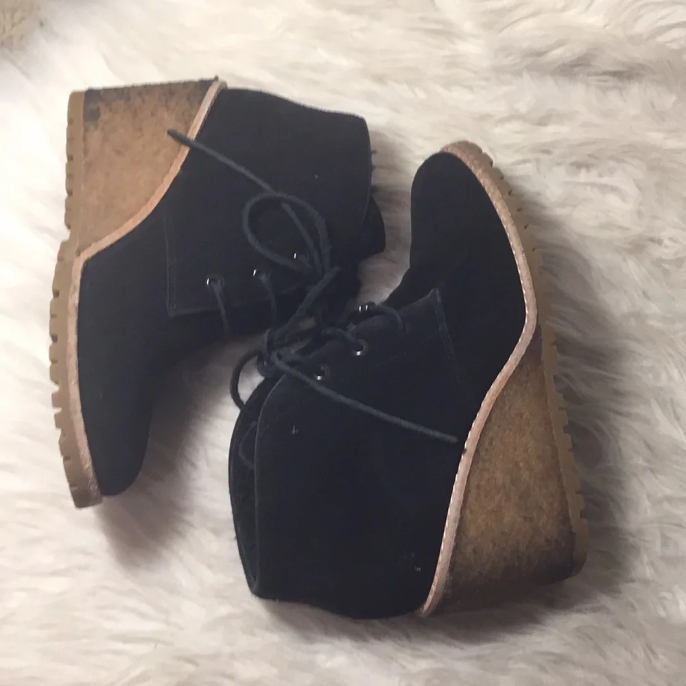 Coach karson suede lace up wedges